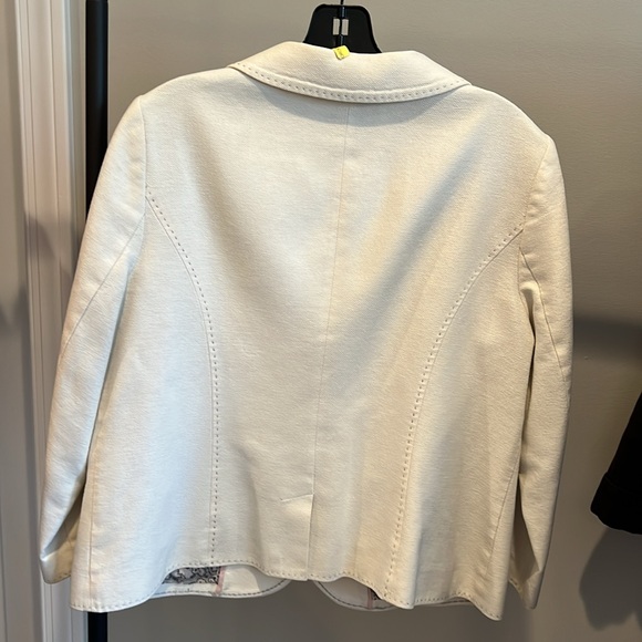 EUC BODEN jacket in linen/cotton blend. Creamy white, pick-stitched in grey - Picture 4 of 12